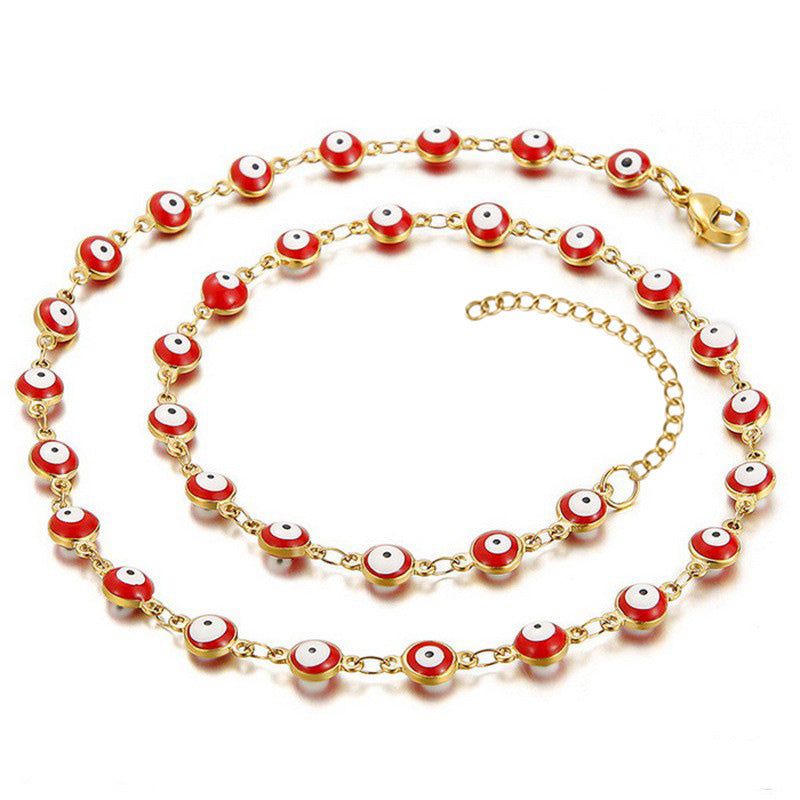Wholesale 18K Stainless Steel Bohemian Color Block Necklace OLY-NE-ZY003